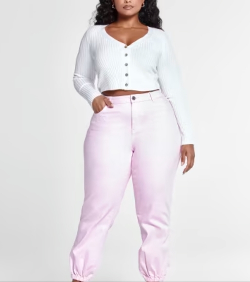 High Rise Denim Joggers - Picture 1 of 3